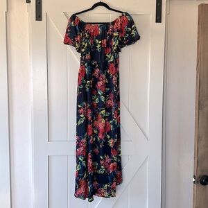 Band of Gypsies Floral Off-Shoulder Maxi Dress